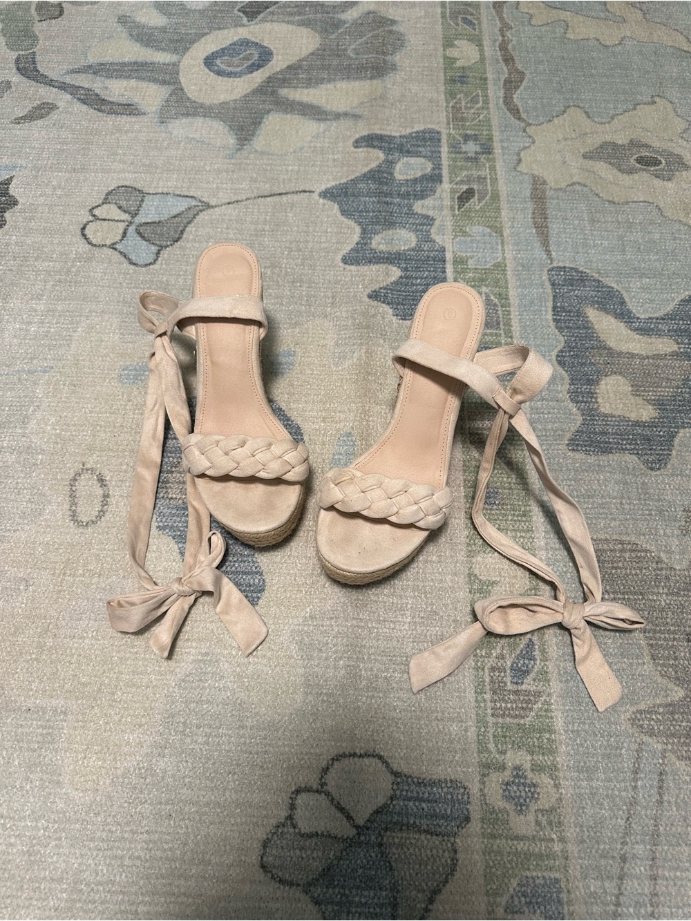 Braided Espadrille Tie-Ankle Sandals